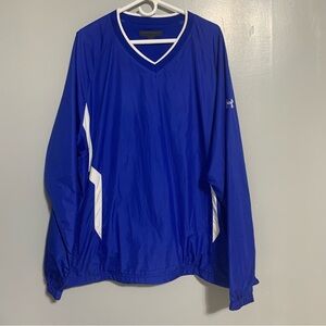 Under Armour Jacket‎ Men XXL Blue White Pull Over Golf Windbreaker Rain Coat *